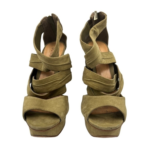 SCHUTZ Criss Cross Platform Heels Olive Green 9B - Picture 6 of 12